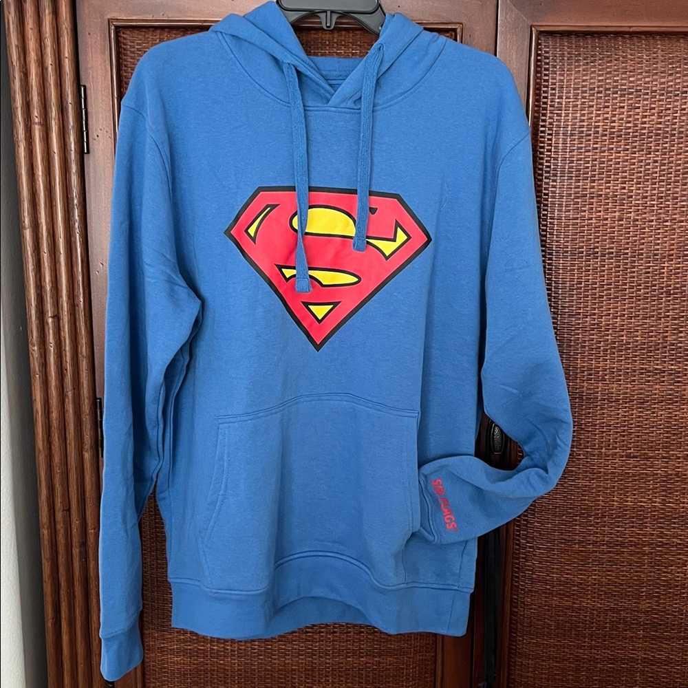 Brand New DC Comics SUPERMAN Blue Hoodie •Six Flags Collector’s Hoodie